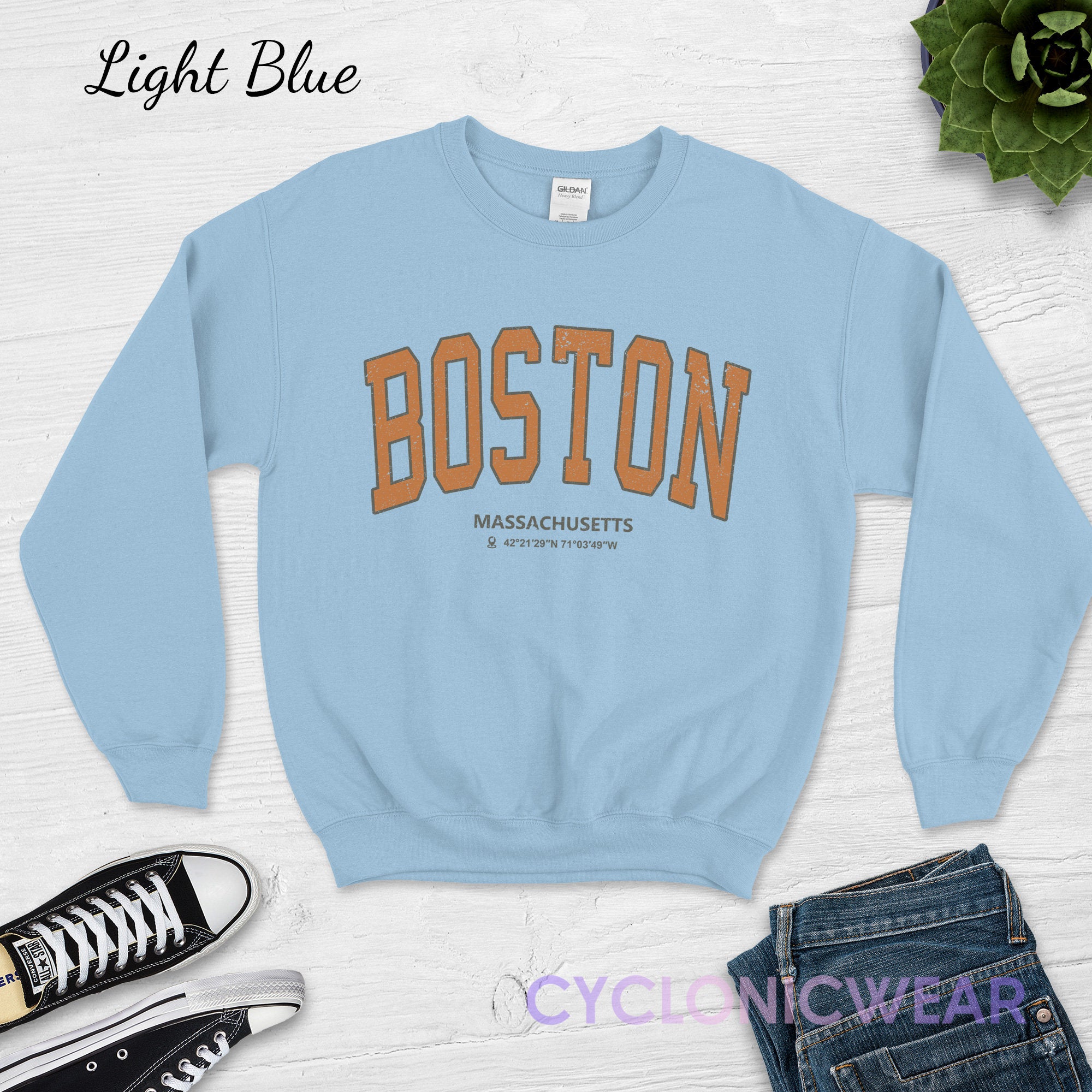 Blue college clearance sweatshirt