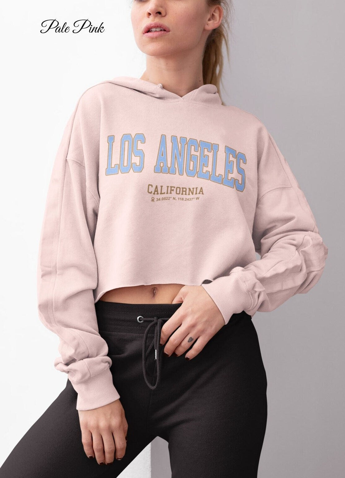Los Angeles California Crop Hoodie, College Sweatshirt, California Vacation  Gift
