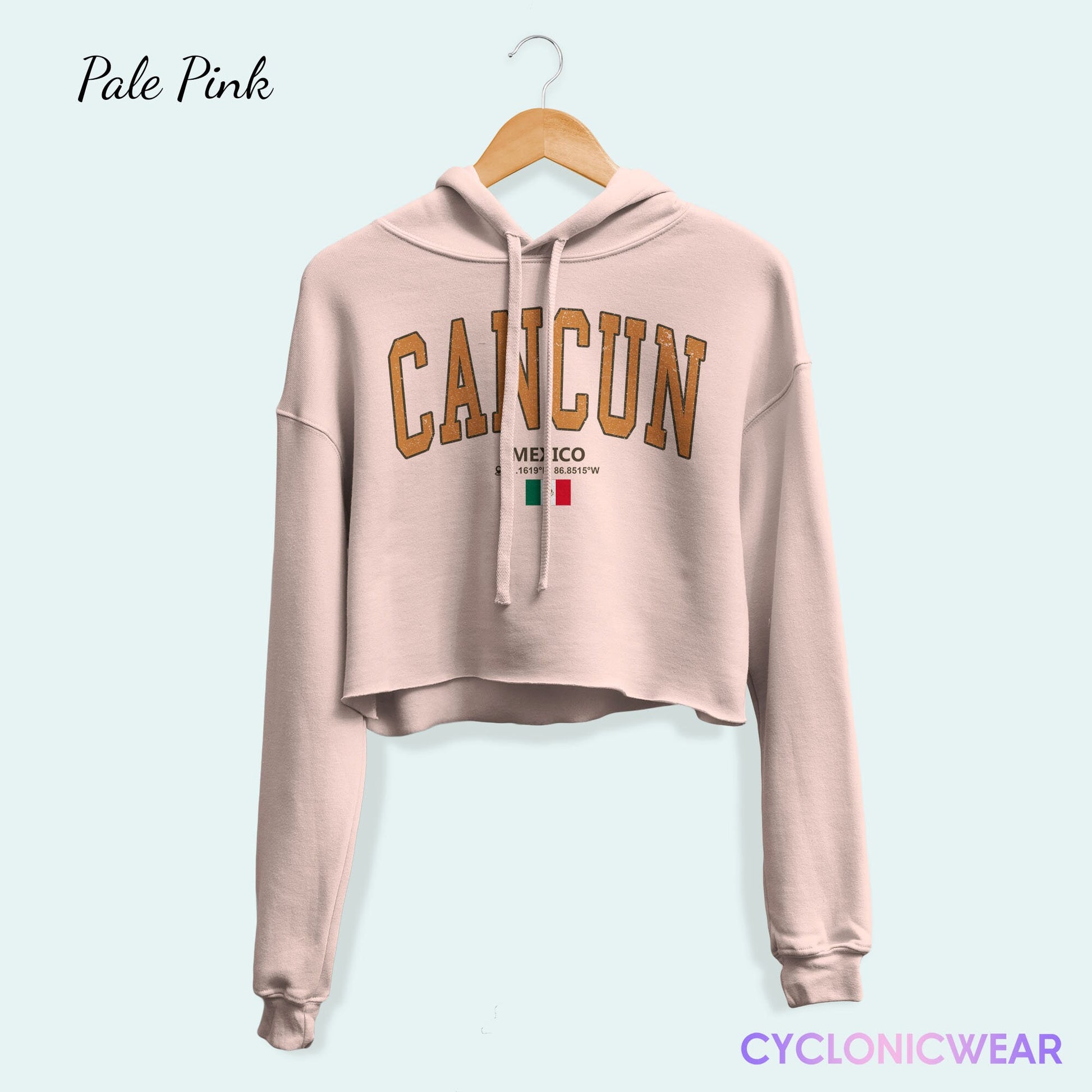 Cancun Mexico Crop Hoodie, Cancun Vacation Sweatshirt, Mexico Spring Vacation Gift, Cancun Student Sweater