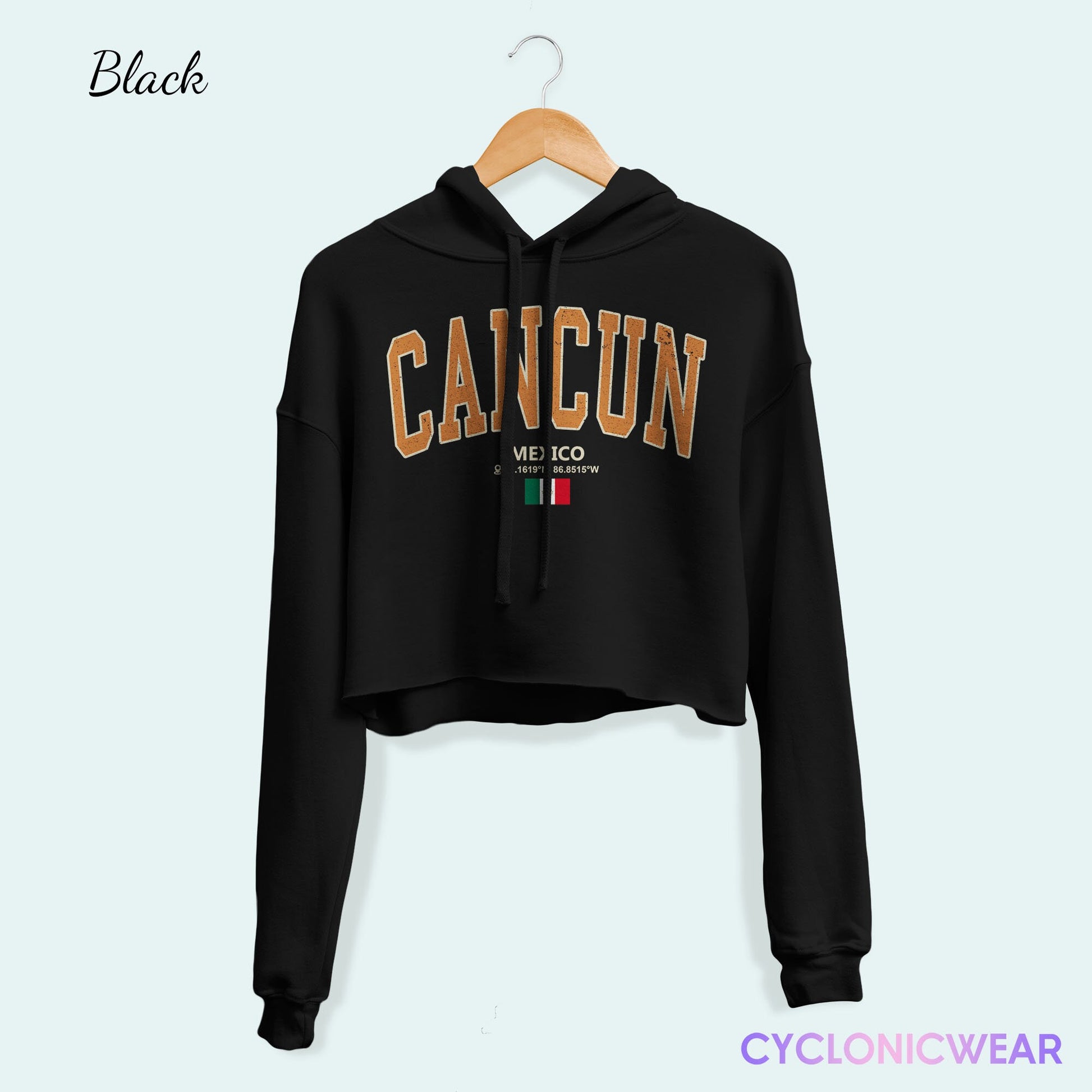 Cancun Mexico Crop Hoodie, Cancun Vacation Sweatshirt, Mexico Spring Vacation Gift, Cancun Student Sweater