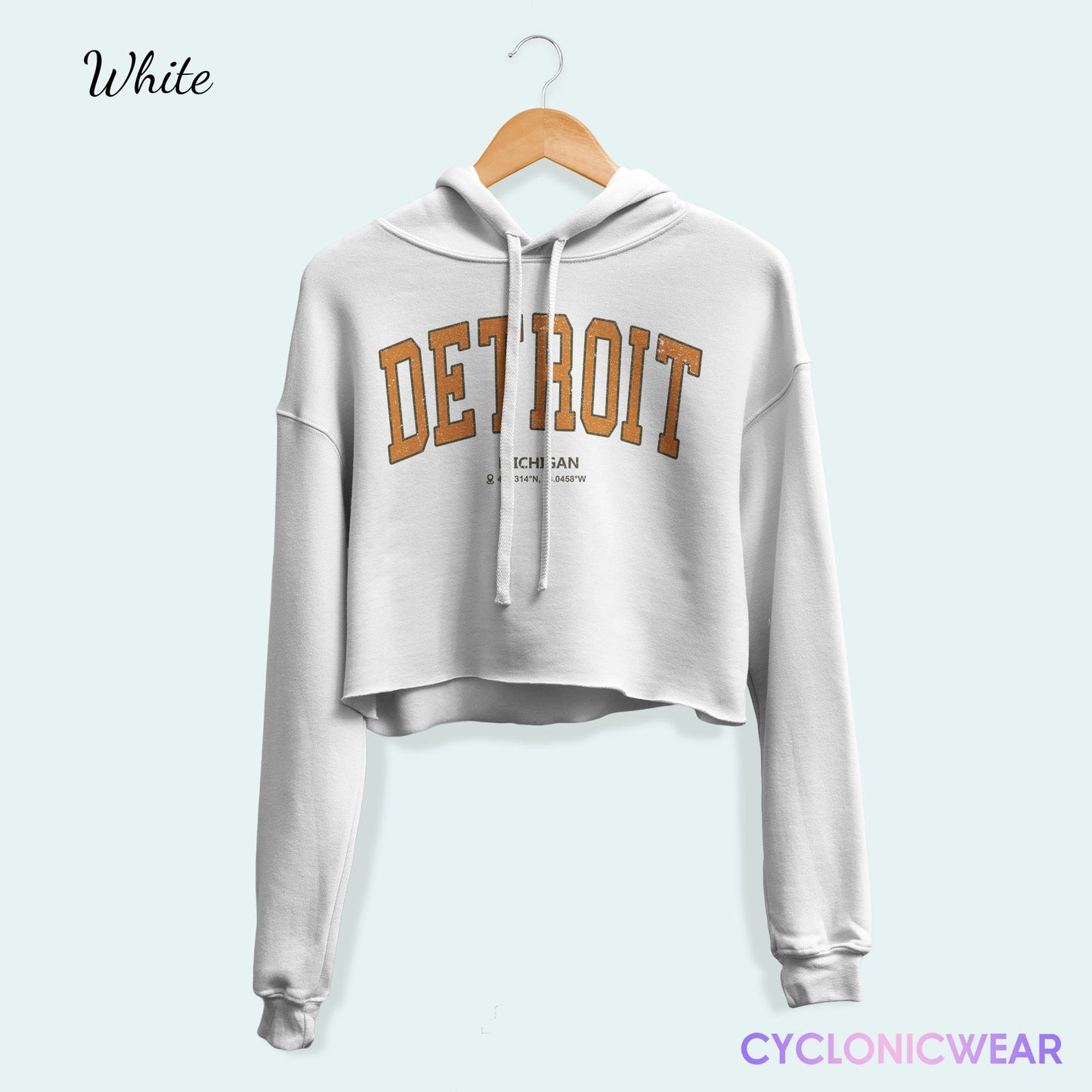 Detroit Michigan College Crop Hoodie, Michigan Crop Sweatshirt, Detroit Vacation Gift, Michigan Fan Gift