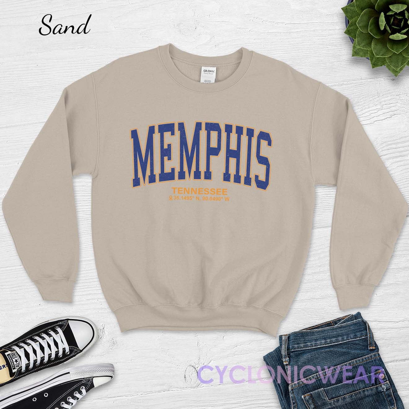 Memphis Tennessee Vintage College Sweatshirt Retro Distressed