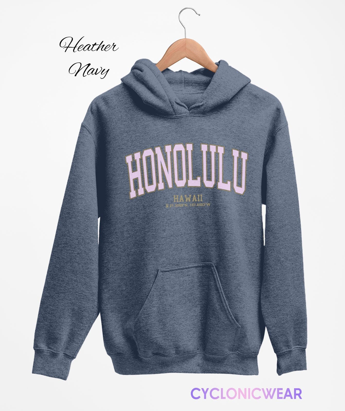Honolulu Hawaii College Hoodie, Vintage Style Sweatshirt, Hawaii Travel Gift, Hawaii Gift, USA Hoodie, Honolulu Gift