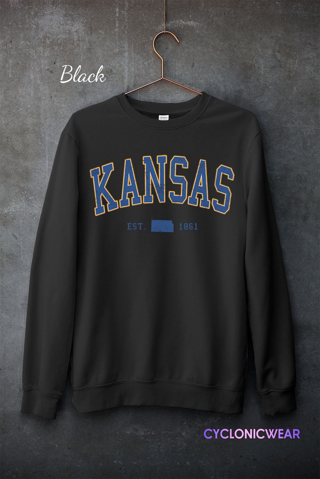 Kansas College Sweatshirt, Kansas Vintage Style Sweater, Kansas Fan Sweatshirt, Kansas Student Sweater, Kansas Travel Gift, Midwest Crewneck