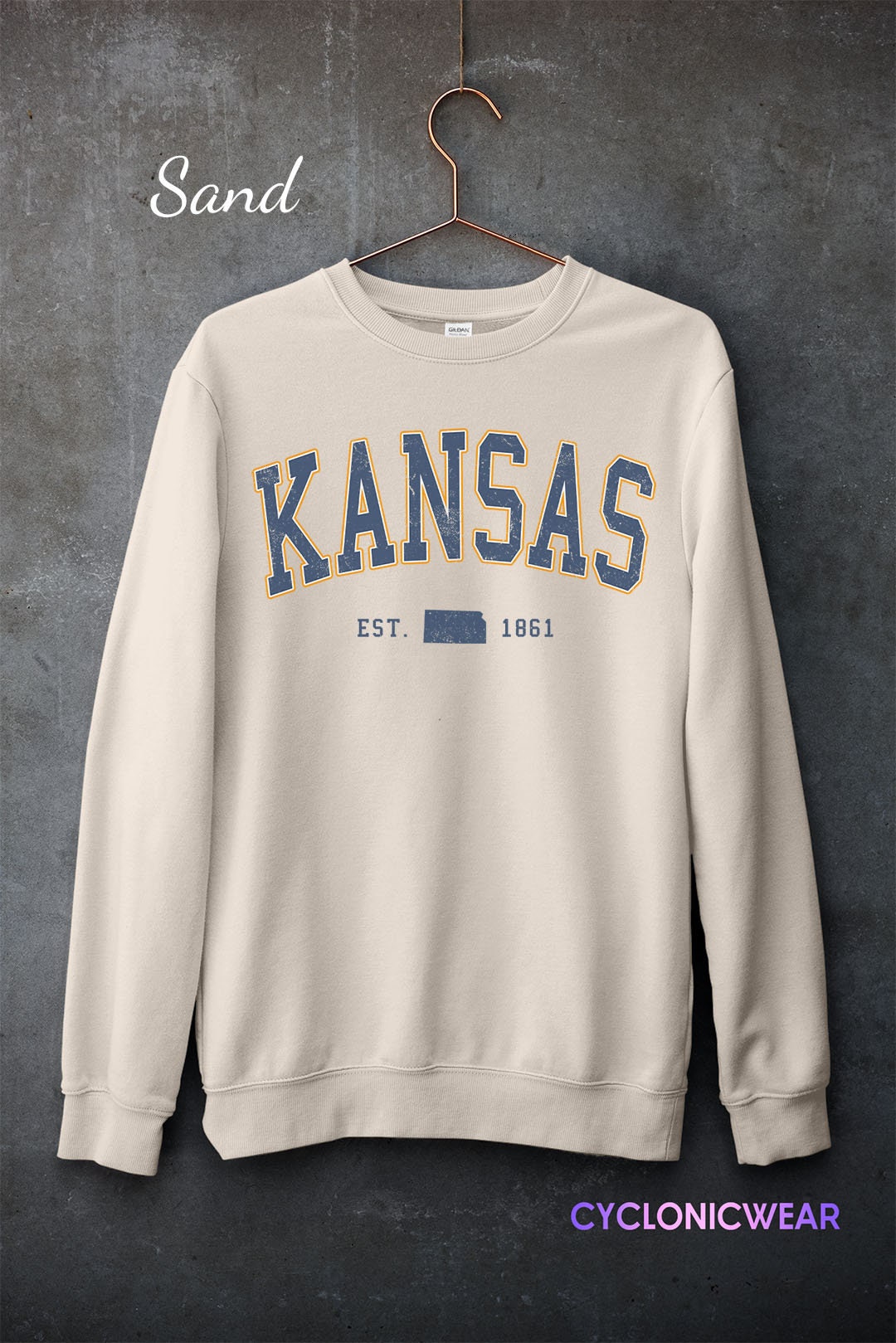 Kansas College Sweatshirt, Kansas Vintage Style Sweater, Kansas Fan Sweatshirt, Kansas Student Sweater, Kansas Travel Gift, Midwest Crewneck