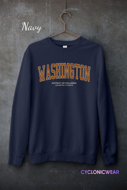 Washington DC College Sweatshirt, Washington Vintage Style Sweater, Washington DC Vacation Gift, Washington Sports Fan Apparel