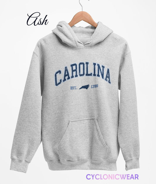 Vintage Carolina Hoodie, Carolina Unisex Sweatshirt, Sports Fan Gift, USA Travel Gift, Carolina Map Hoodie, University Student Gift