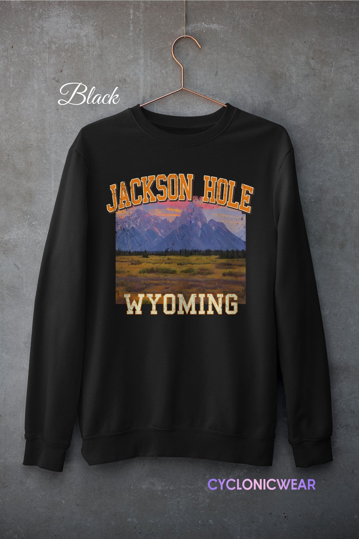 Vintage Jackson Hole Wyoming Unisex Sweatshirt Gift for Him Mom Her USA Skiing Wyoming Travel Camping Vacation Crewneck Sweatshirt