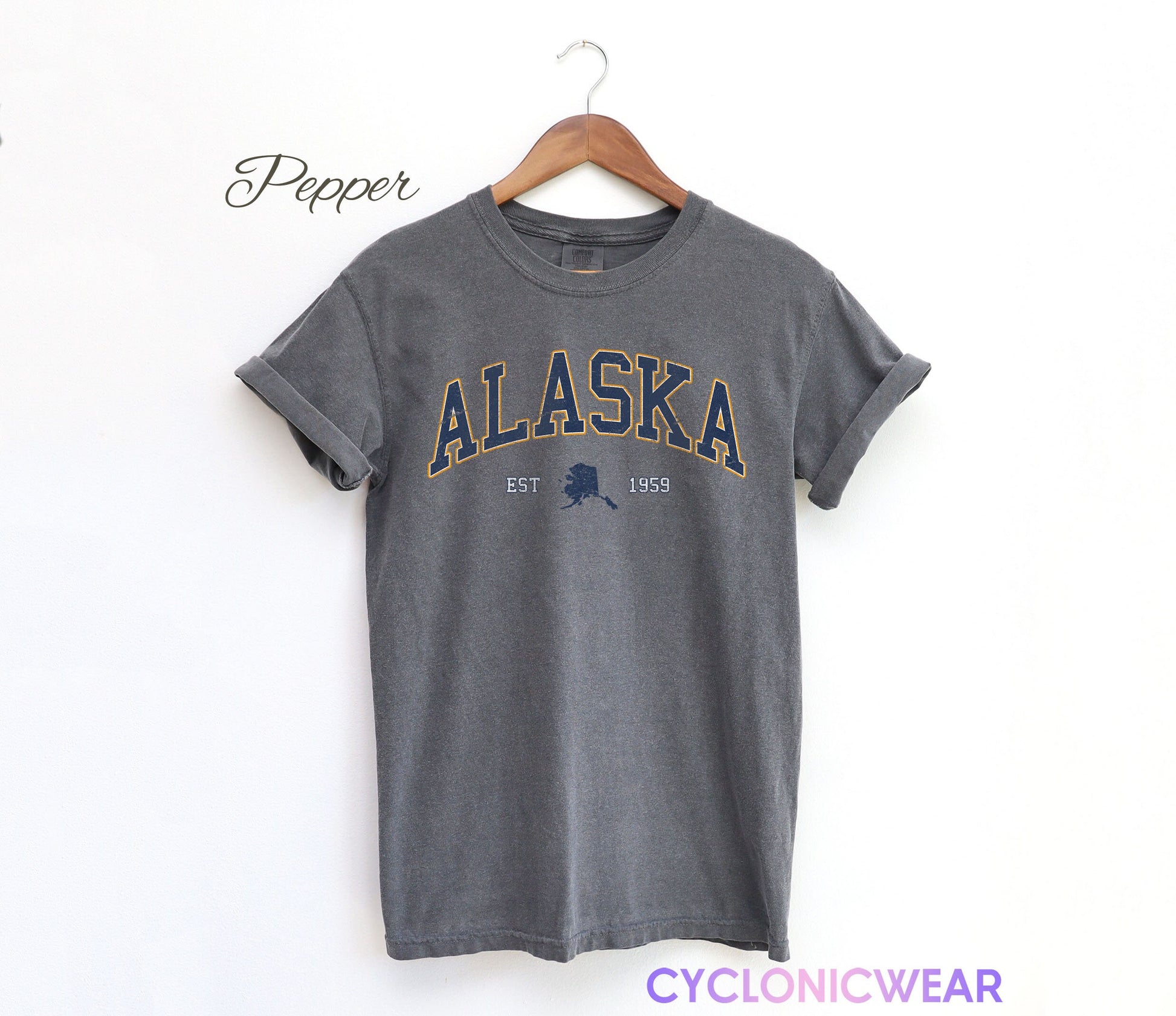 Vintage Alaska Comfort Colors Unisex Shirt, USA Travel Gift, Comfort Colors Summer Trendy Tee, University Student Graduation Gift