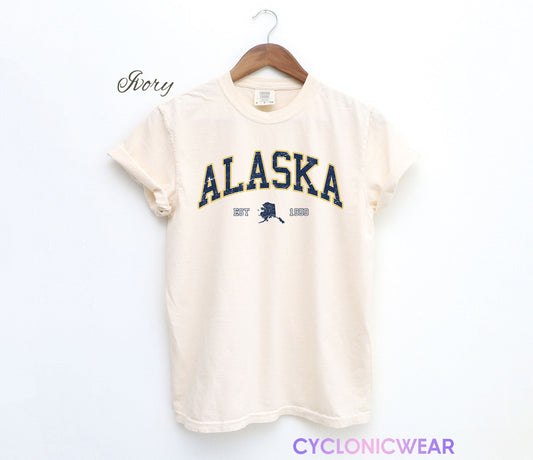 Vintage Alaska Comfort Colors Unisex Shirt, USA Travel Gift, Comfort Colors Summer Trendy Tee, University Student Graduation Gift