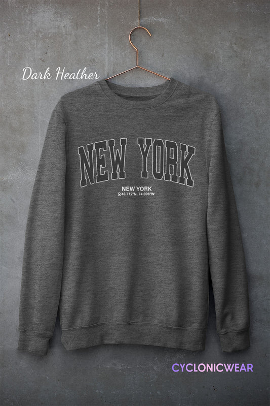 New York Vintage Style Unisex Sweatshirt, New York Travel Sweater, New York University Student Sweatshirt, Game Day Sweater, Sports Fan Gift
